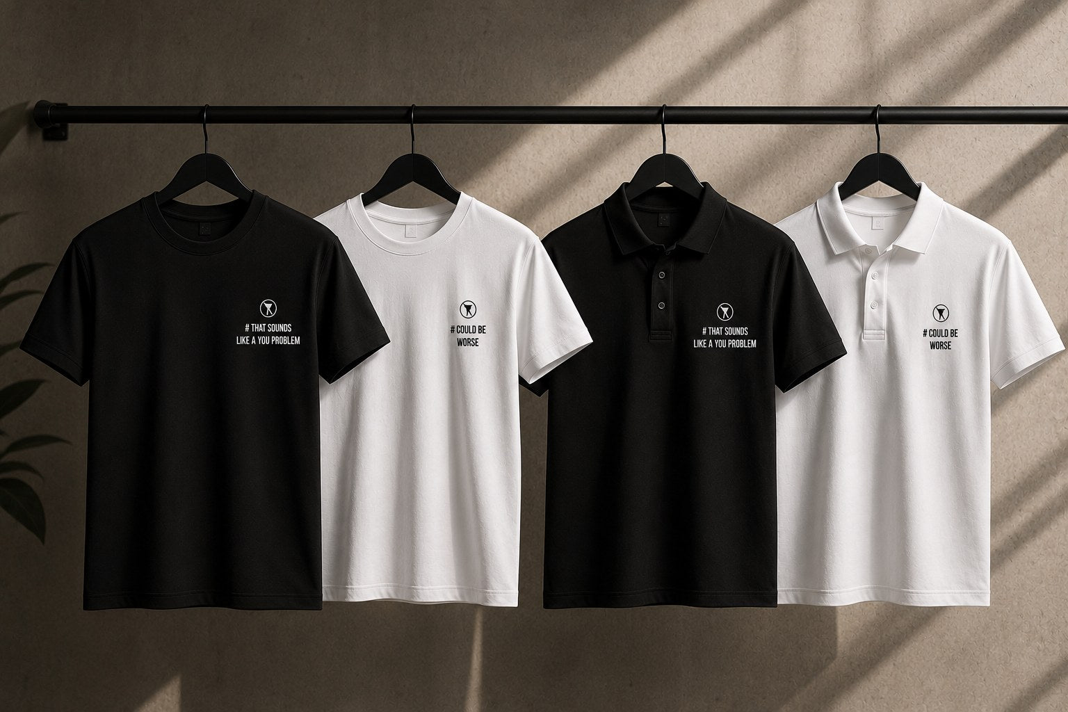 NOFILTERCLUB Drop 01 — tees and polos in black and white
